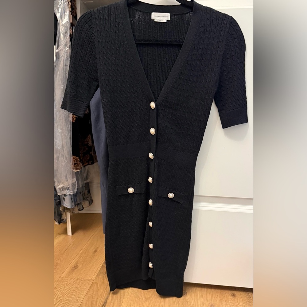 Lovers + Friends Black Textured Knit dress